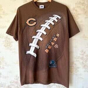 Y2K Chicago Bears Football Graphic T-Shirt | Brown Majestic | L
